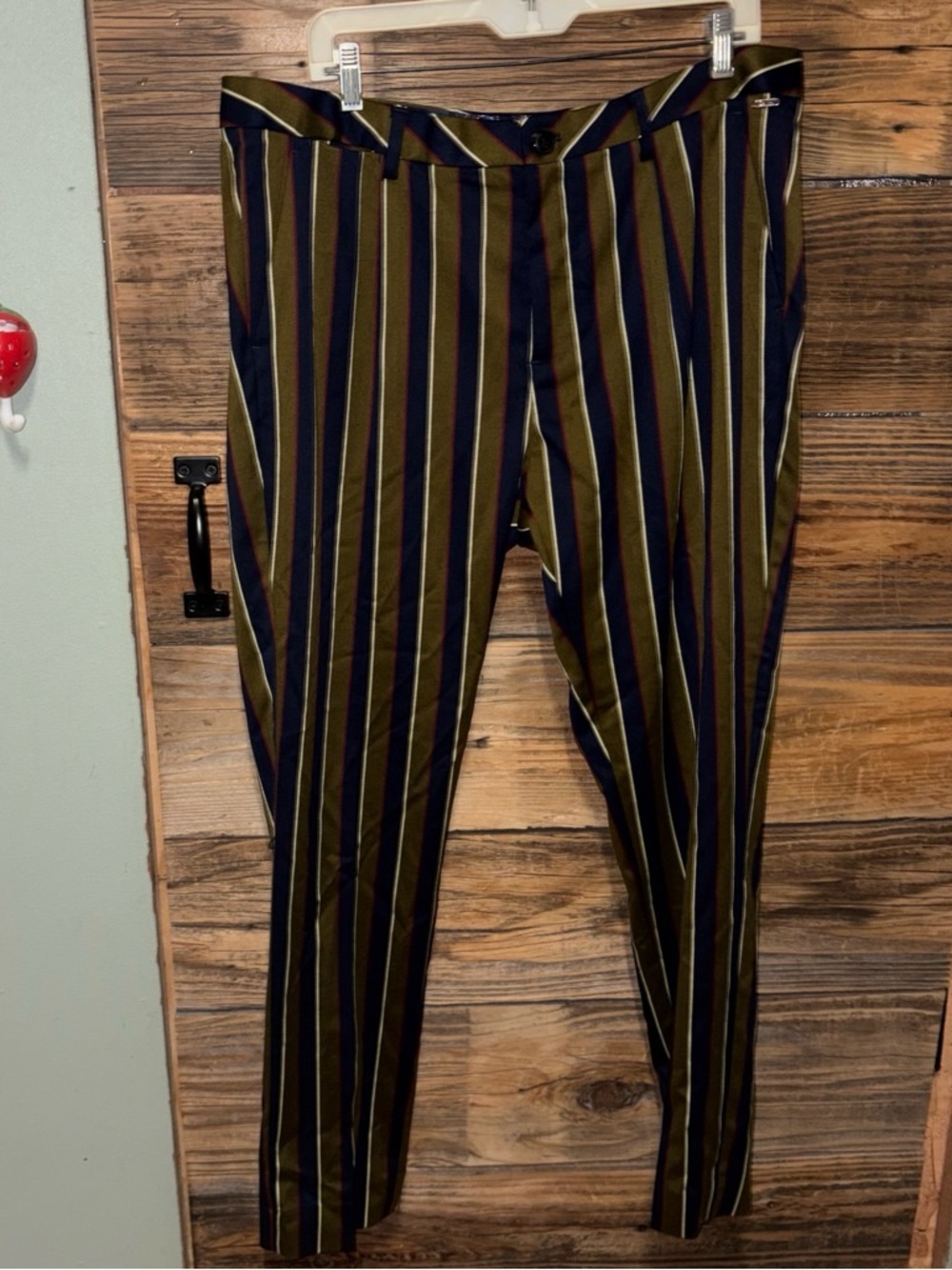 Scotch & Soda Striped Olive and Navy Men's Dress Pants